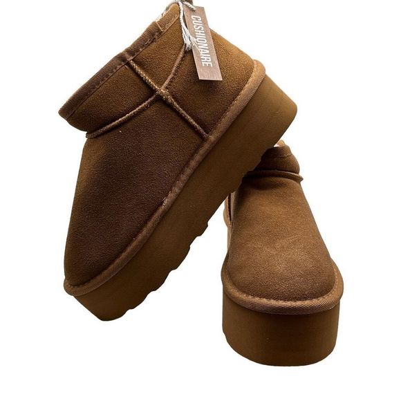 CUSHIONAIRE Women's Genuine Suede pull on platform boot 7 CHESTNUT - Picture 7 of 7